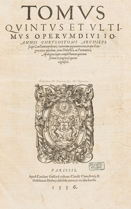 Juan Crisóstomo. (Omnia Opera Divi Ioannis Chrysos