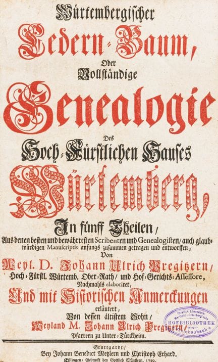Généalogie - Pregitzer, Johann Ulrich. L'arbre de 