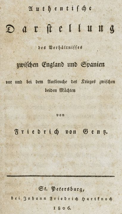 Gentz, Friedrich von. Exposé authentique des relat