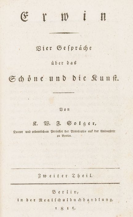 Philosophie - Solger, Karl Wilhelm Ferdinand. Erwi