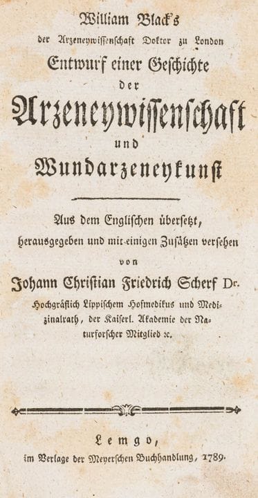 Medicine - Black, William. An Outline of the Histo