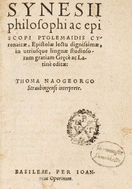 Synésius. Lettres de Synésius, philosophe et évêqu