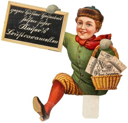 Pubblicità - Caramelle per il petto Kaiser. Manich