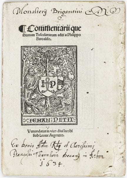 Cicerón, Marco Tulio. Commentarii quaestionum tusc