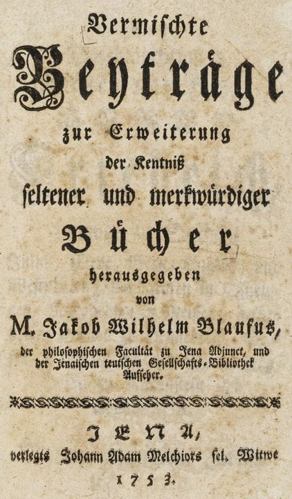 Bibliography - Blaufus, Jakob Wilhelm. Miscellaneo