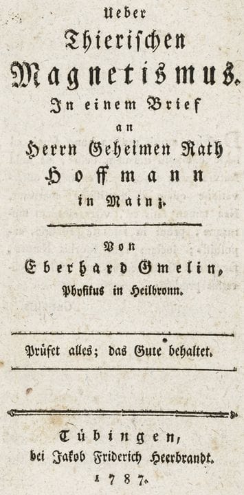 Medicine - Gmelin, Eberhard. On Animal Magnetism. 