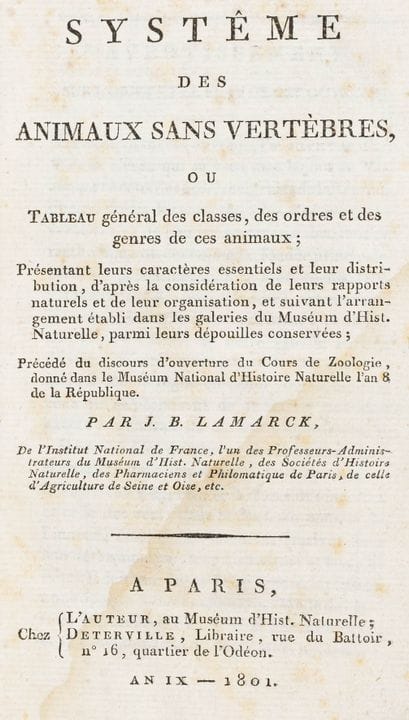 Biology - Zoology - Lamarck, Jean Baptiste. *Systê