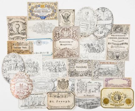 Pubblicità - Collezione di 58 etichette per vini e