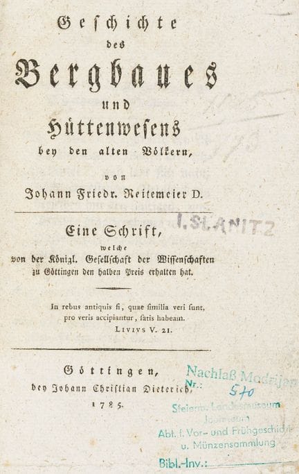 Técnica - Minería - Reitemeier, Johann Friedrich. 