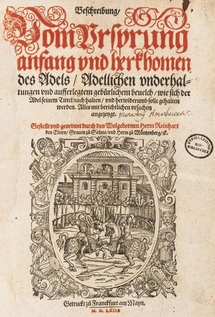 Reinhard, comte de Solms. Description de l'origine