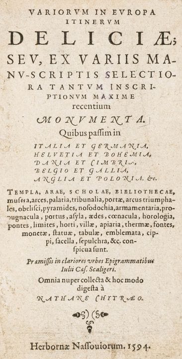 Chytraeus, Nathan. Variorum in Europa itinerum del