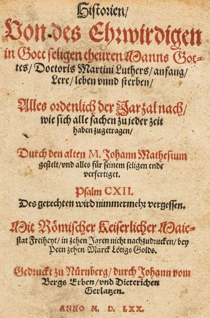 Mathesius, Johannes. Historias sobre los comienzos