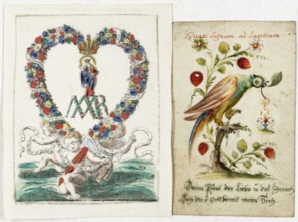 Allegorie - Auspice Maria Regina. Corona di fiori 