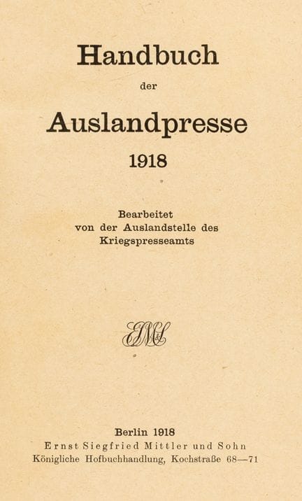 1914-1918年第一次世界大战——《1918年外国新闻手册》——《手册》机密附录。由战争新闻局外