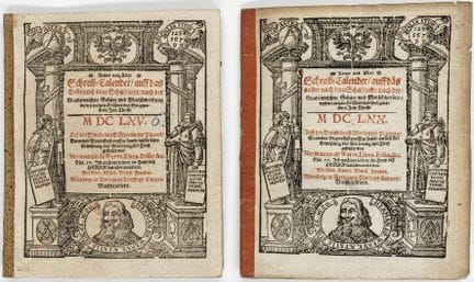 日历——赫尔曼·德·韦尔韦（Hermann de Werve）。《新旧书写日历》……1665年和16