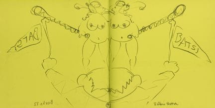 罗特，迪特尔。《蝙蝠》。130幅双手速写。附1幅由比约恩·罗特亲笔签名的、跨页尺寸的原始情色铅笔画。