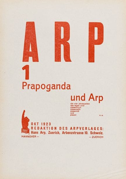 DADA - Arp, Hans. Arp 1 - Propagande et Arp. Impre