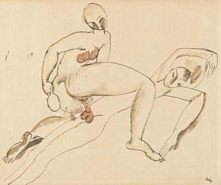 Kars, Georges. Amanti. Disegno originale a penna e