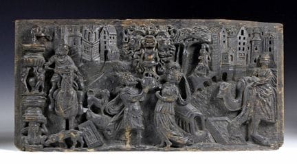Curiosities - Barocke Relieftafel mit Stadtansicht