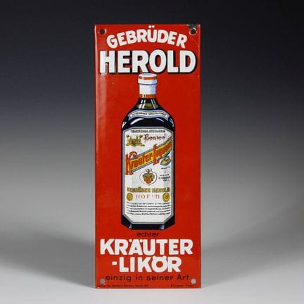 Advertising - Emailleschild Kräuter-Likör Gebrüder