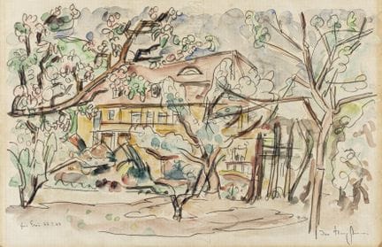 Hauptmann, Ivo. Ohne Titel. (Haus im Garten). Aqua