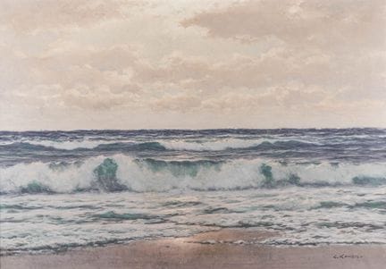 Kenzler, Carl. Ocean Surf. Oil on canvas. Signed l