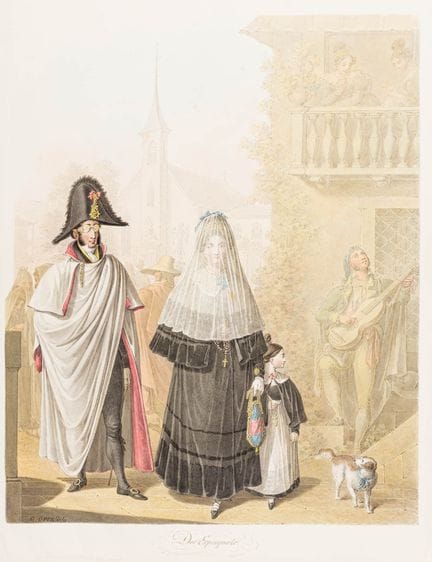 Opiz, Georg Emanuel. Des Espagnols. Aquarell und F
