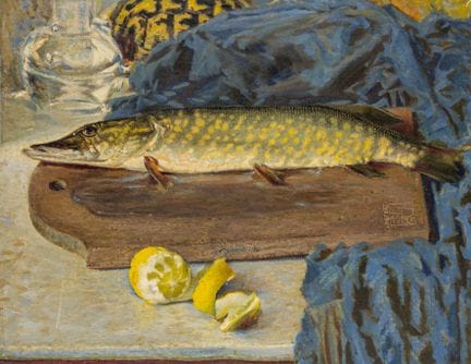Petzoldt, Gustav. Fish and Lemon. Oil on canvas. M