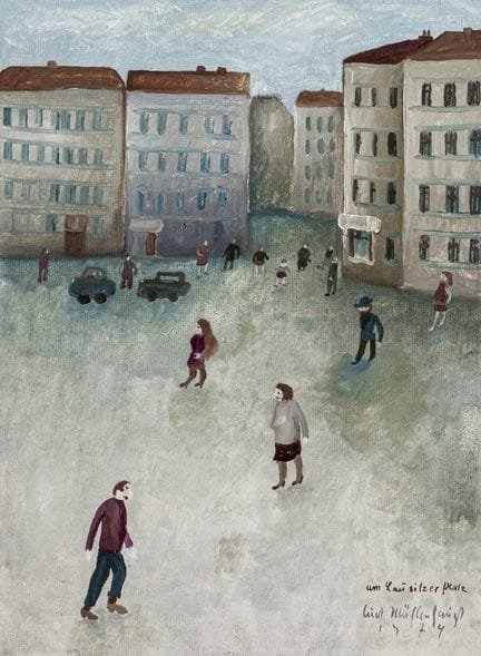 Mühlenhaupt, Kurt. At Lausitzer Platz. Oil on canv