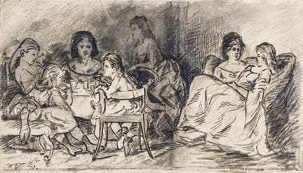Trübner, Wilhelm. Damengesellschaft. Dunkelbraune 