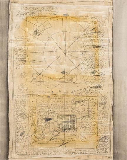 科伦，施洛莫。无题。布面综合材料。右下角签名并注明创作年份。1964年。画作尺寸：100 x 80 