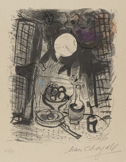 Chagall, Marc. Nature morte brune. Lithographie en