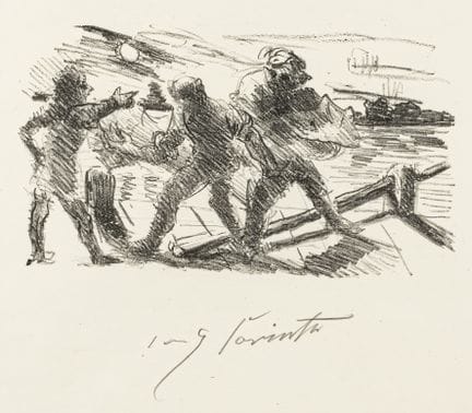 Corinth, Lovis. Trois hommes. Lithographie sur vél