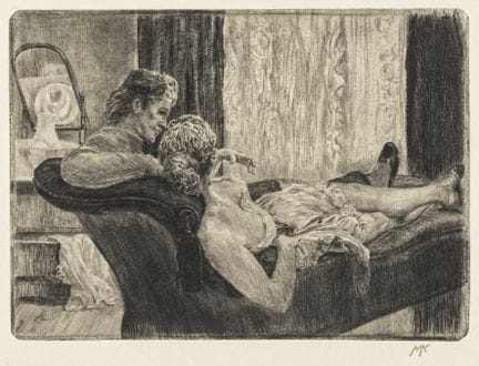 Klinger, Max. Atelierszene. ("Nach der Arbeit", "S