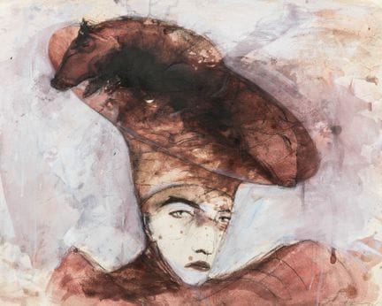 Hampel, Angela. Ohne Titel. (Dame mit Schweinehut)