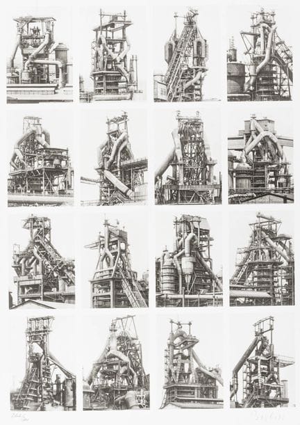 Becher, Bernd et Hilla. 16 hauts fourneaux (tiré d