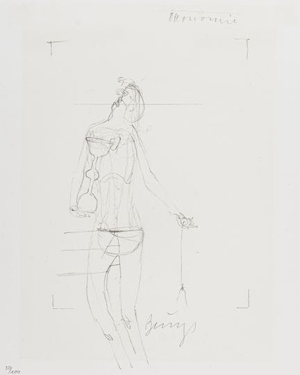 Fluxus——约瑟夫·博伊斯。经济。纸本石版画。画面底部中央以铅笔签名。左下角标有编号。编号：30