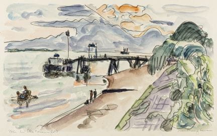 Hauptmann, Ivo. Elbe bei Ebbe. Aquarell und Graphi