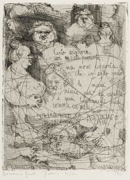 Gnoli, Domenico. Poema. Aguafuerte sobre papel Fab