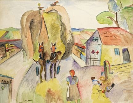 Ehrhardt, Curt. Der Gutshof. Aquarell auf starkem 