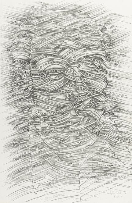 Bayrle, Thomas. Moi dans la ville. Lithographie su