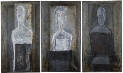 伊默尔，迈克尔。《无题》。（三联画）。 三块粗纹画布上的油画。每幅作品右下角均标有艺术家缩写标志，最
