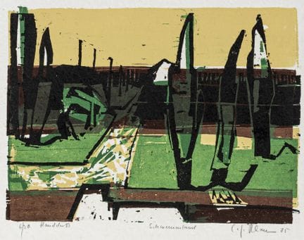 Kliemann, Carl-Heinz. Schwemmland. Xilografía en c