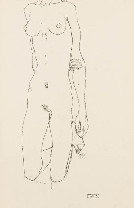 Schiele, Egon. Torso, 1913. De la carpeta «Dibujos