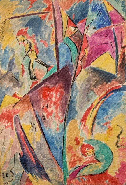 Ehrhardt, Curt. Mord. Aquarell auf bräunlichem Pap