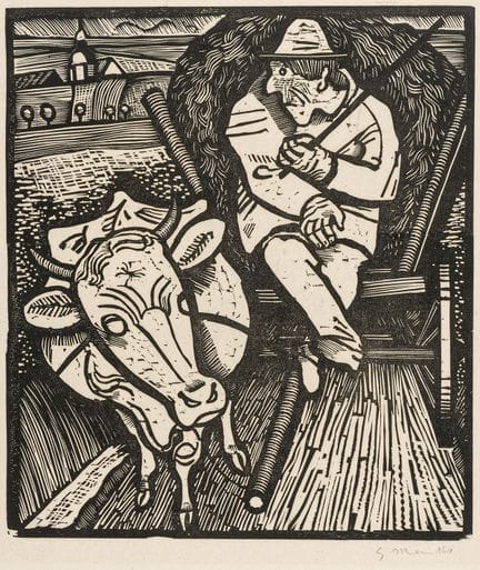 Marcks, Gerhard. Granjero de vacas. Xilografía sob