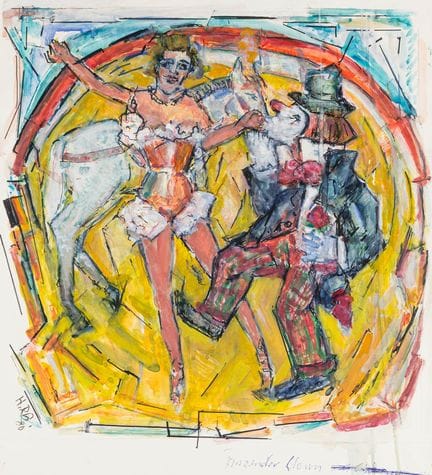 Richter-Berlin, Heinrich. Dancing Clown. Mixed med