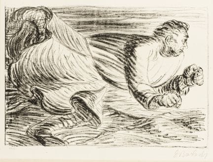 Barlach, Ernst. Barbare enragé. Lithographie sur V