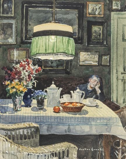 Ernst, Gustav. Ohne Titel. Gouache und Aquarell üb