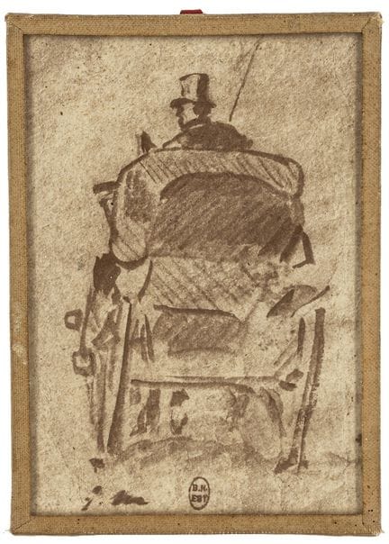 Manet, Édouard. Le fiacre vu de dos. Lithographie 